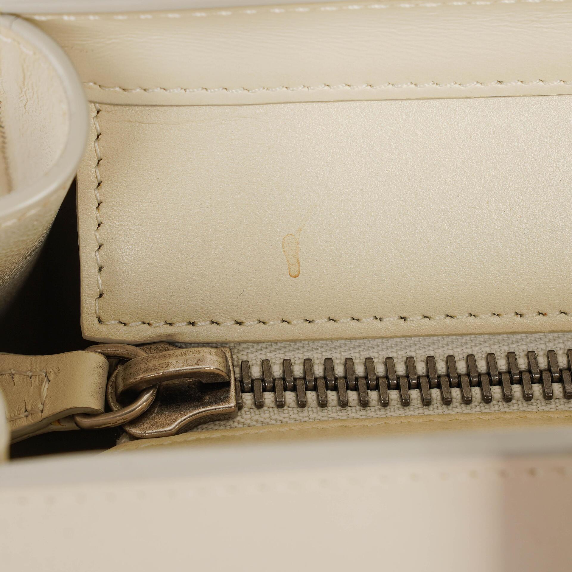 Celine Micro Luggage Handtasche aus cremefarbenem Kalbsleder mit mehrfarbigen Nähten