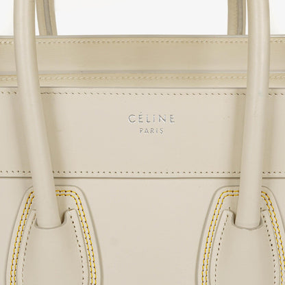 Celine Micro Luggage Handtasche aus cremefarbenem Kalbsleder mit mehrfarbigen Nähten