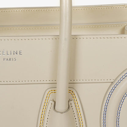 Celine Micro Luggage Handtasche aus cremefarbenem Kalbsleder mit mehrfarbigen Nähten