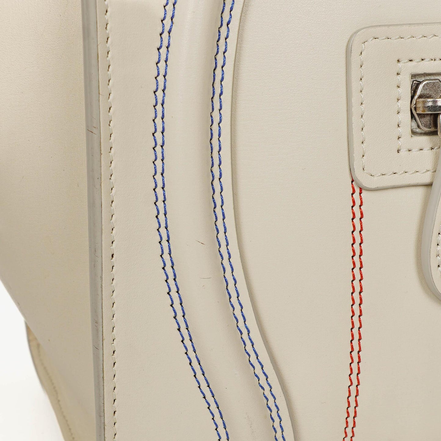 Celine Micro Luggage Handtasche aus cremefarbenem Kalbsleder mit mehrfarbigen Nähten