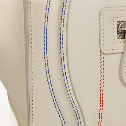 Celine Micro Luggage Handtasche aus cremefarbenem Kalbsleder mit mehrfarbigen Nähten