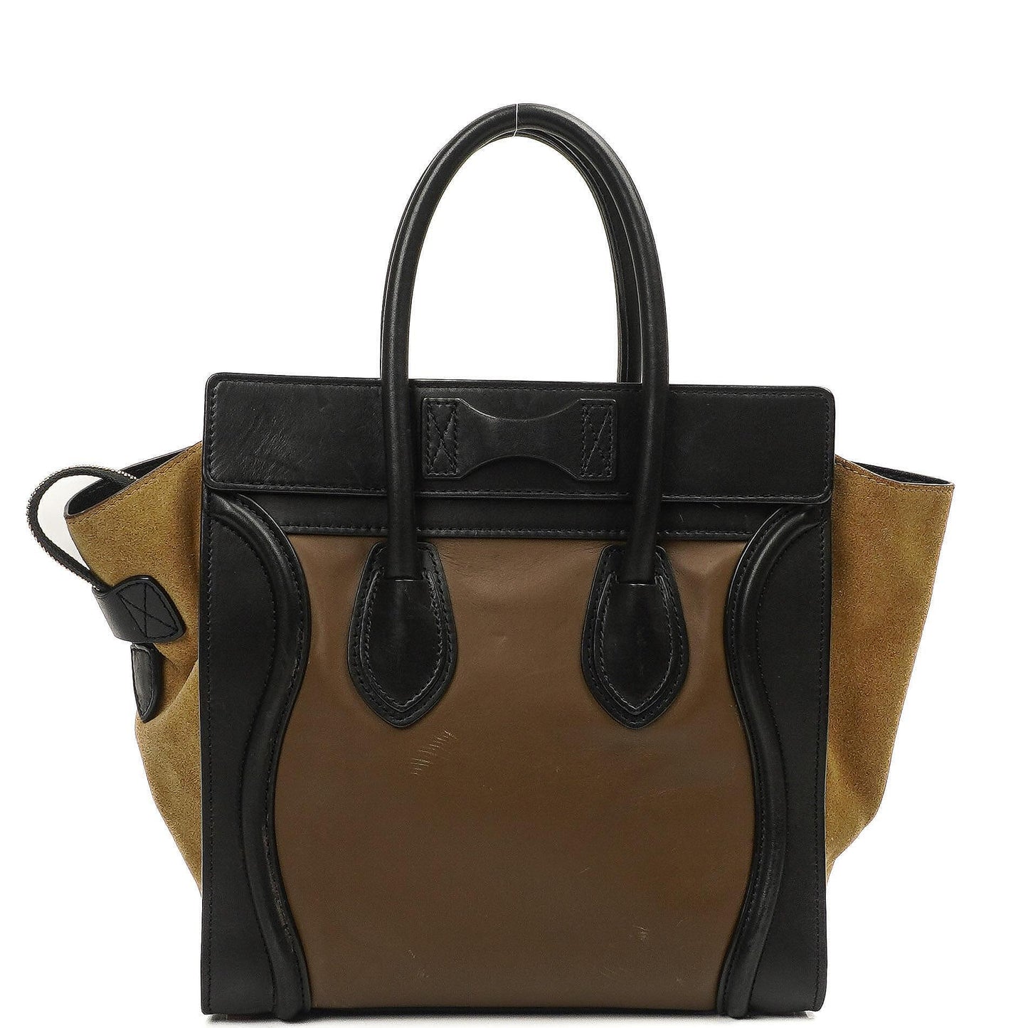 Celine Micro Luggage Tote Tasche aus dreifarbigem Kalbsleder und Wildleder