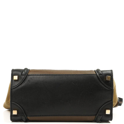 Celine Micro Luggage Tote Tasche aus dreifarbigem Kalbsleder und Wildleder