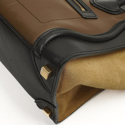 Celine Micro Luggage Tote Tasche aus dreifarbigem Kalbsleder und Wildleder