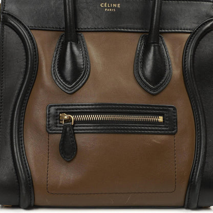 Celine Micro Luggage Tote Tasche aus dreifarbigem Kalbsleder und Wildleder