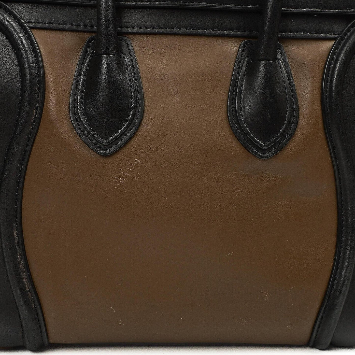 Celine Micro Luggage Tote Tasche aus dreifarbigem Kalbsleder und Wildleder
