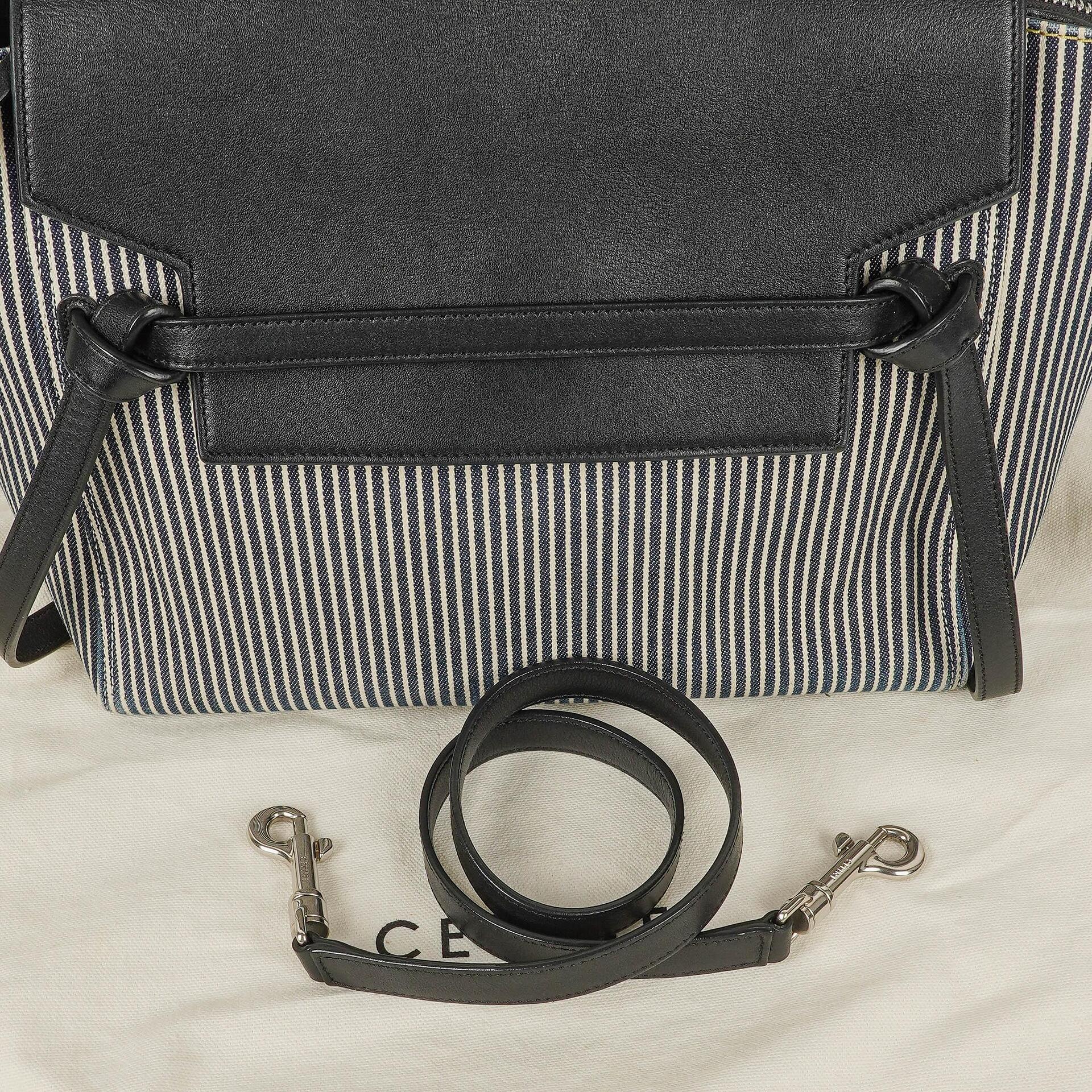 Celine Mini Belt Bag aus gestreiftem Canvas und Leder