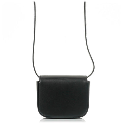 Celine Mini Triomphe Schulter-/Crossbody-Tasche aus schwarzem glänzendem Kalbsleder