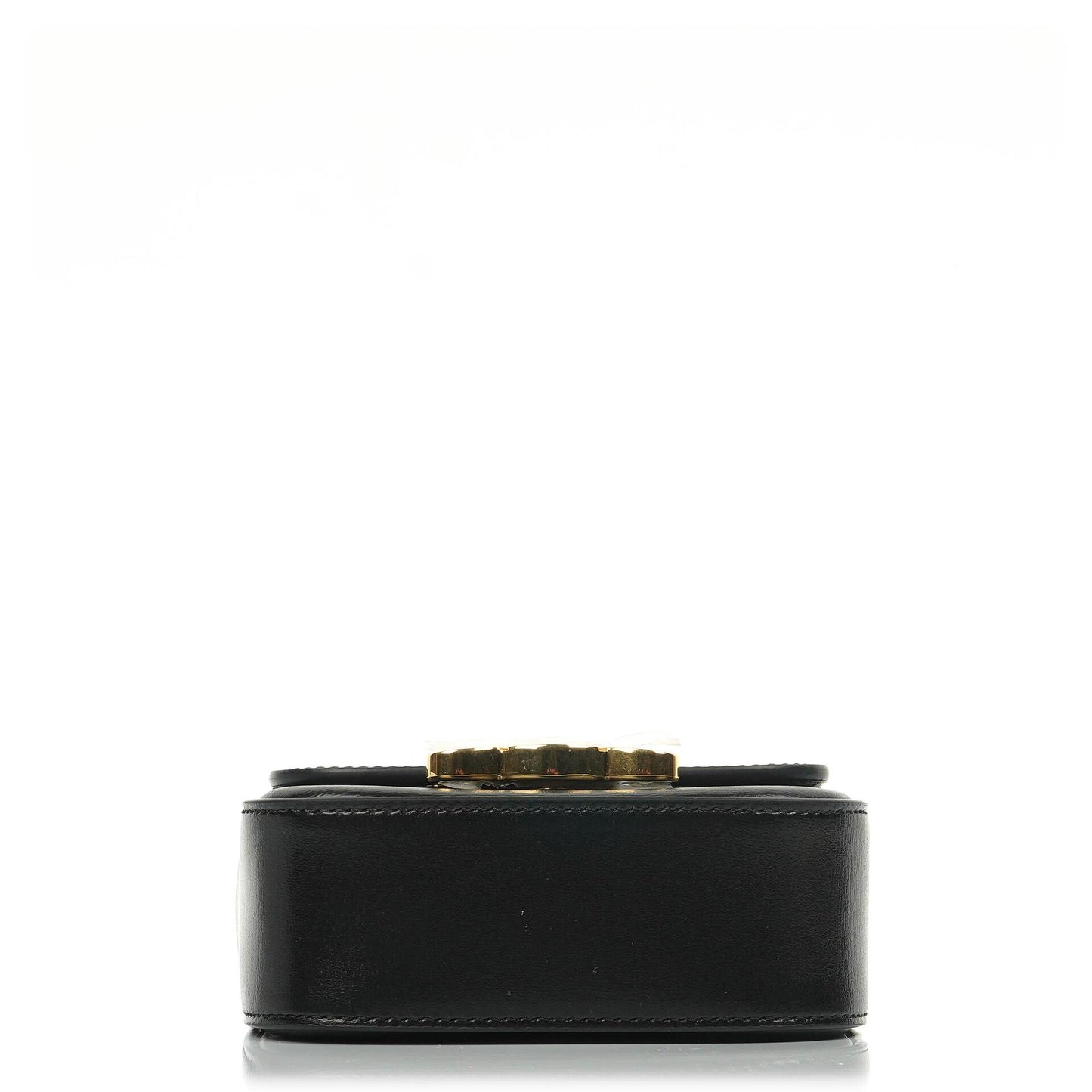 Celine Mini Triomphe Schulter-/Crossbody-Tasche aus schwarzem glänzendem Kalbsleder
