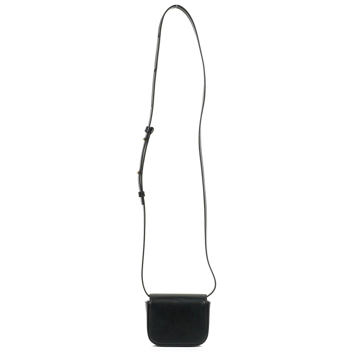 Celine Mini Triomphe Schulter-/Crossbody-Tasche aus schwarzem glänzendem Kalbsleder