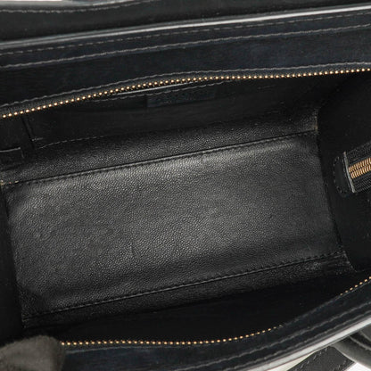 Celine Nano Luggage Handtasche aus Leder und Wildleder in Schwarz/Braun/Weiß