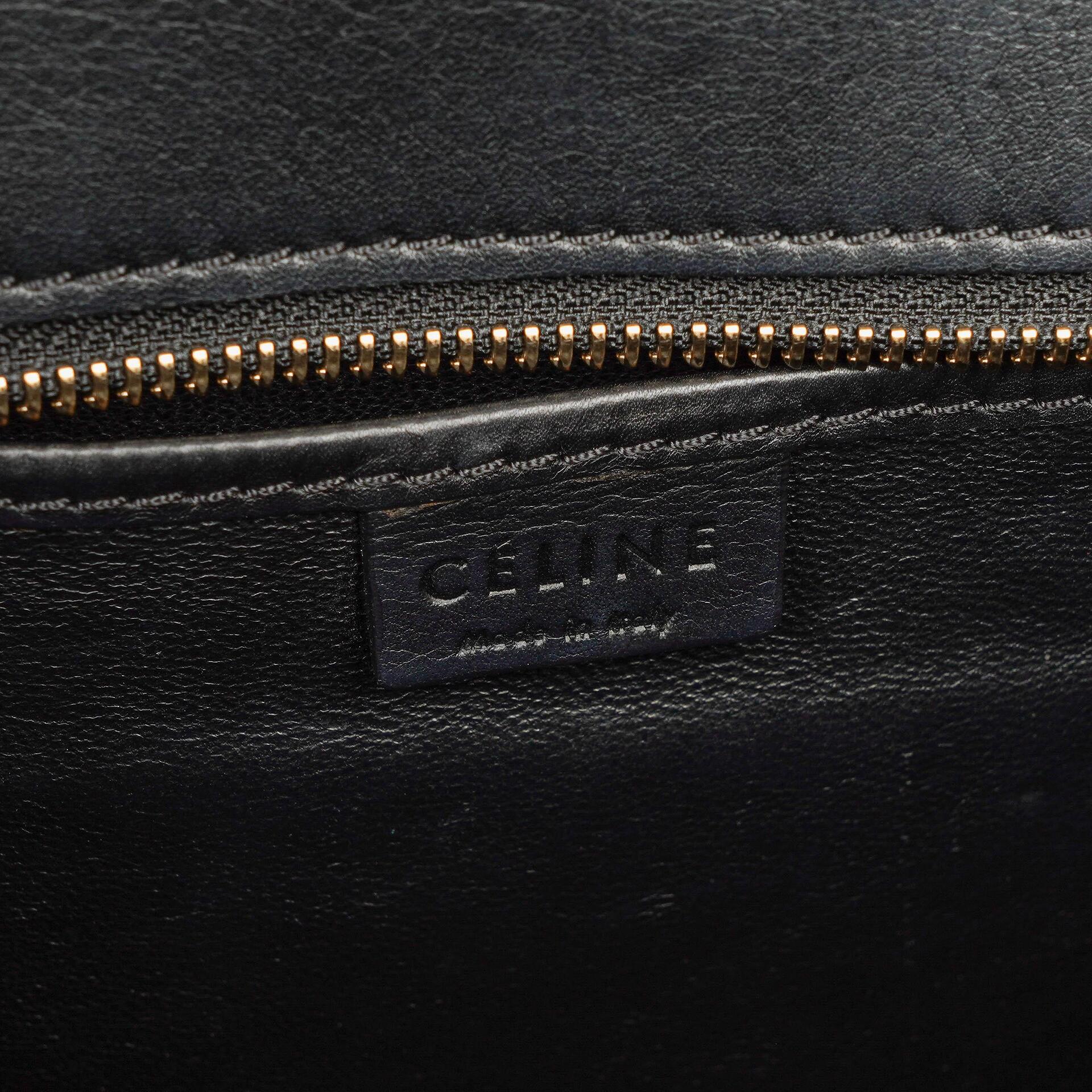 Celine Nano Luggage Handtasche aus Leder und Wildleder in Schwarz/Braun/Weiß