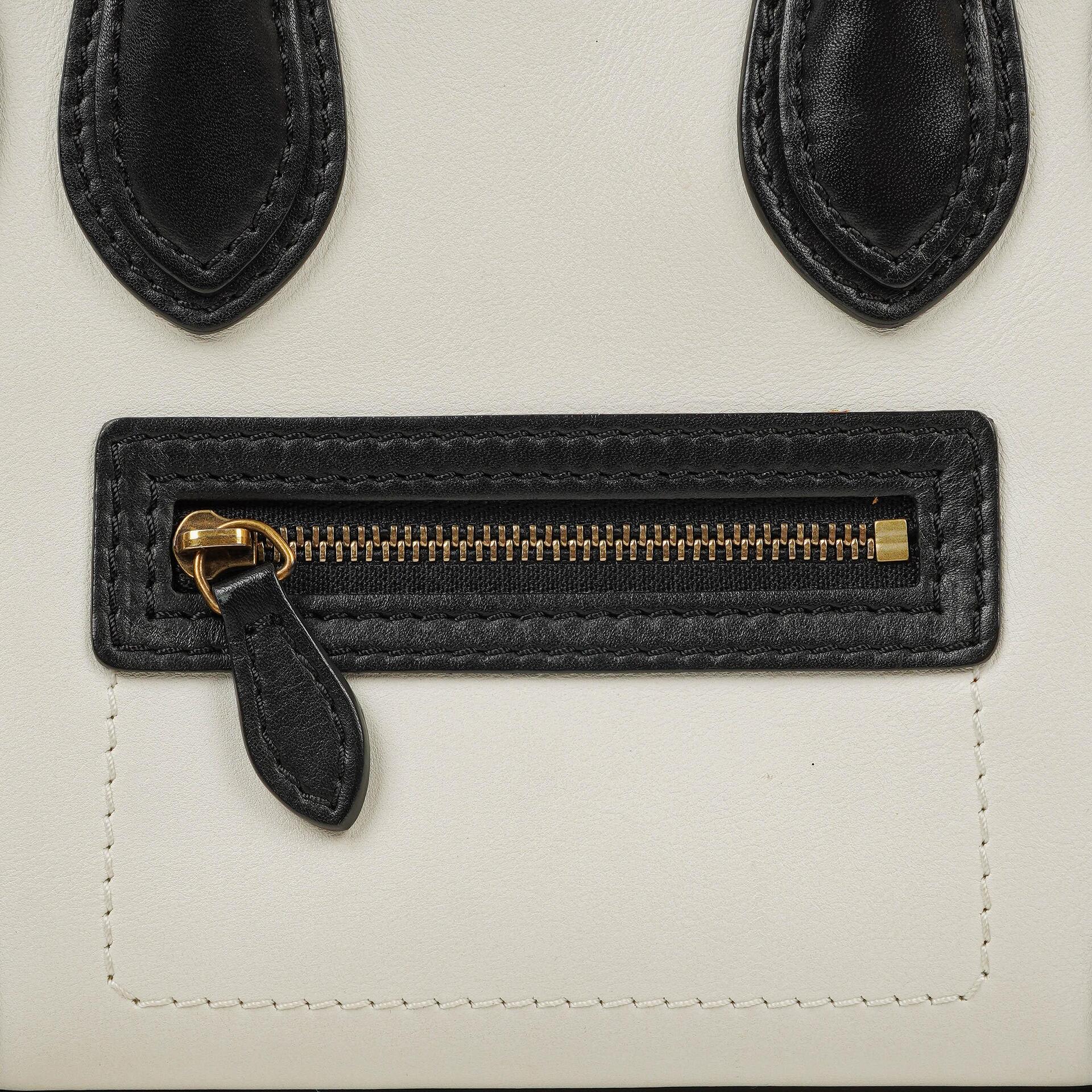 Celine Nano Luggage Handtasche aus Leder und Wildleder in Schwarz/Braun/Weiß