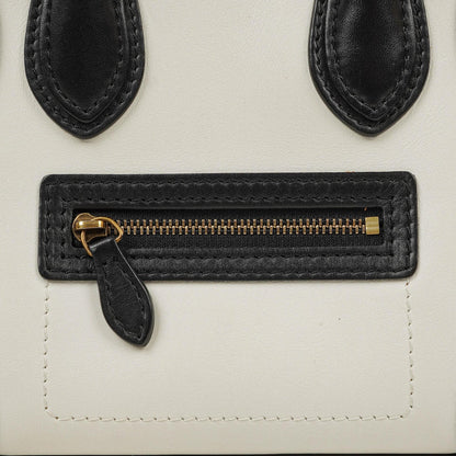 Celine Nano Luggage Handtasche aus Leder und Wildleder in Schwarz/Braun/Weiß