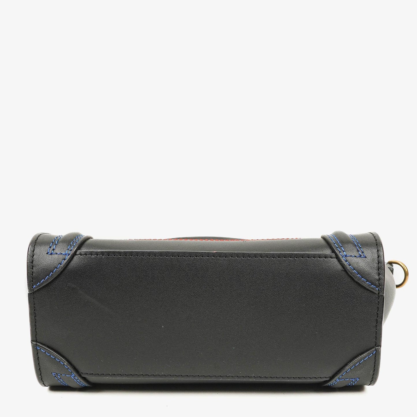 Celine Nano Luggage Handtasche aus glattem schwarzem Kalbsleder mit mehrfarbigen Nähten