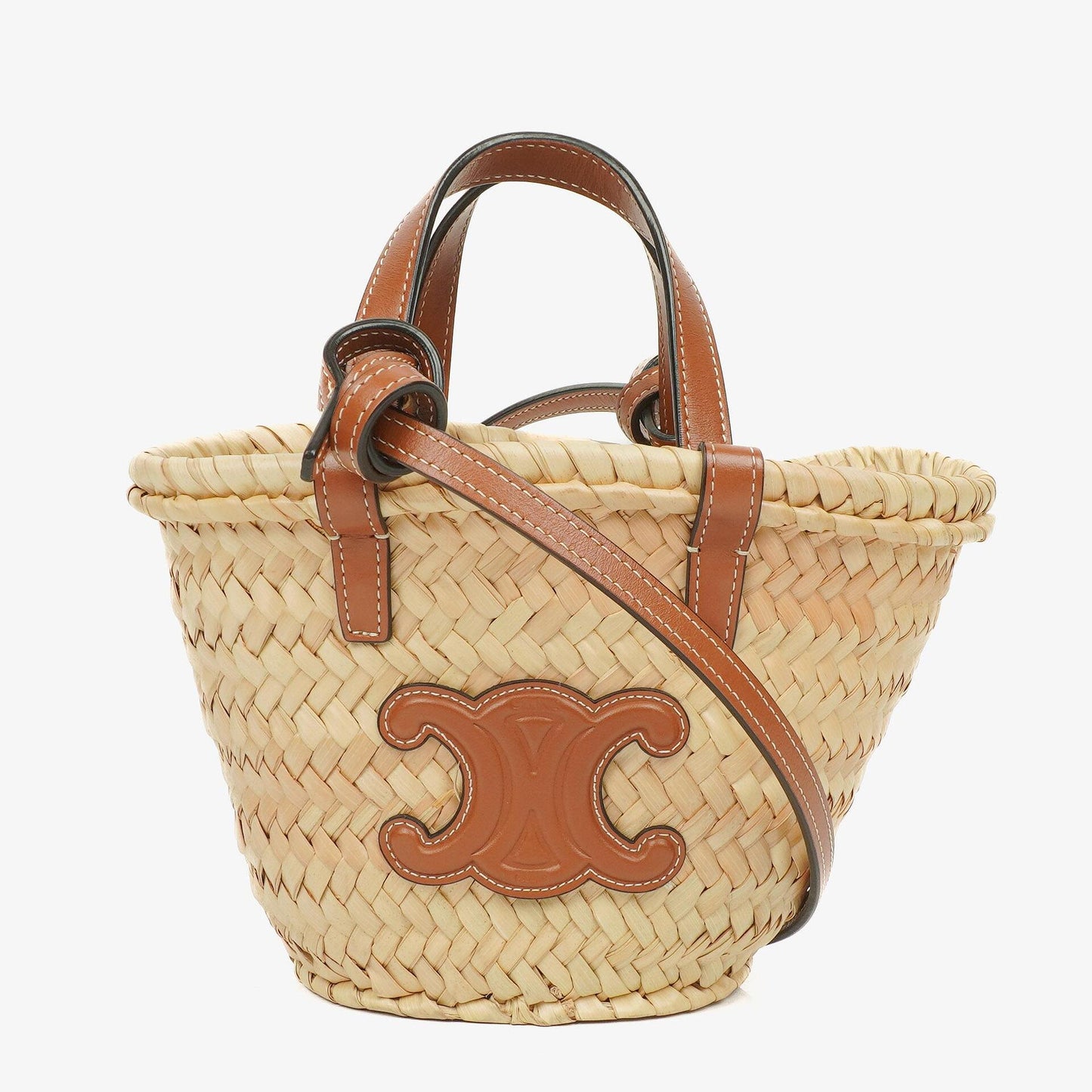 Celine Classic Triomphe Nano Panier aus Kalbsleder mit Palmblättern