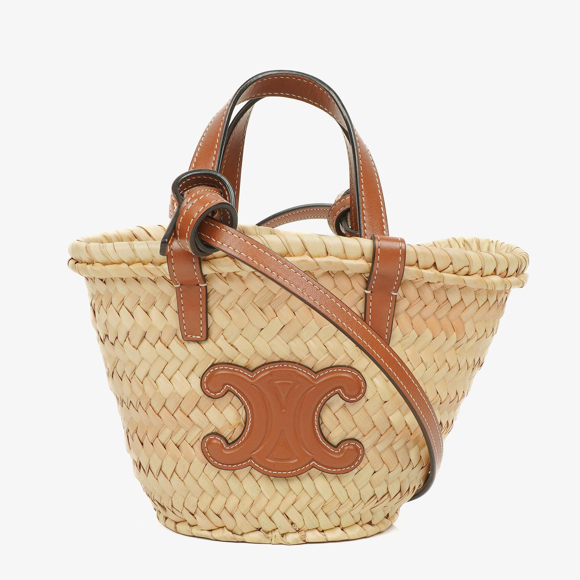 Celine Classic Triomphe Nano Panier aus Kalbsleder mit Palmblättern