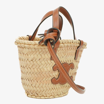 Celine Classic Triomphe Nano Panier aus Kalbsleder mit Palmblättern