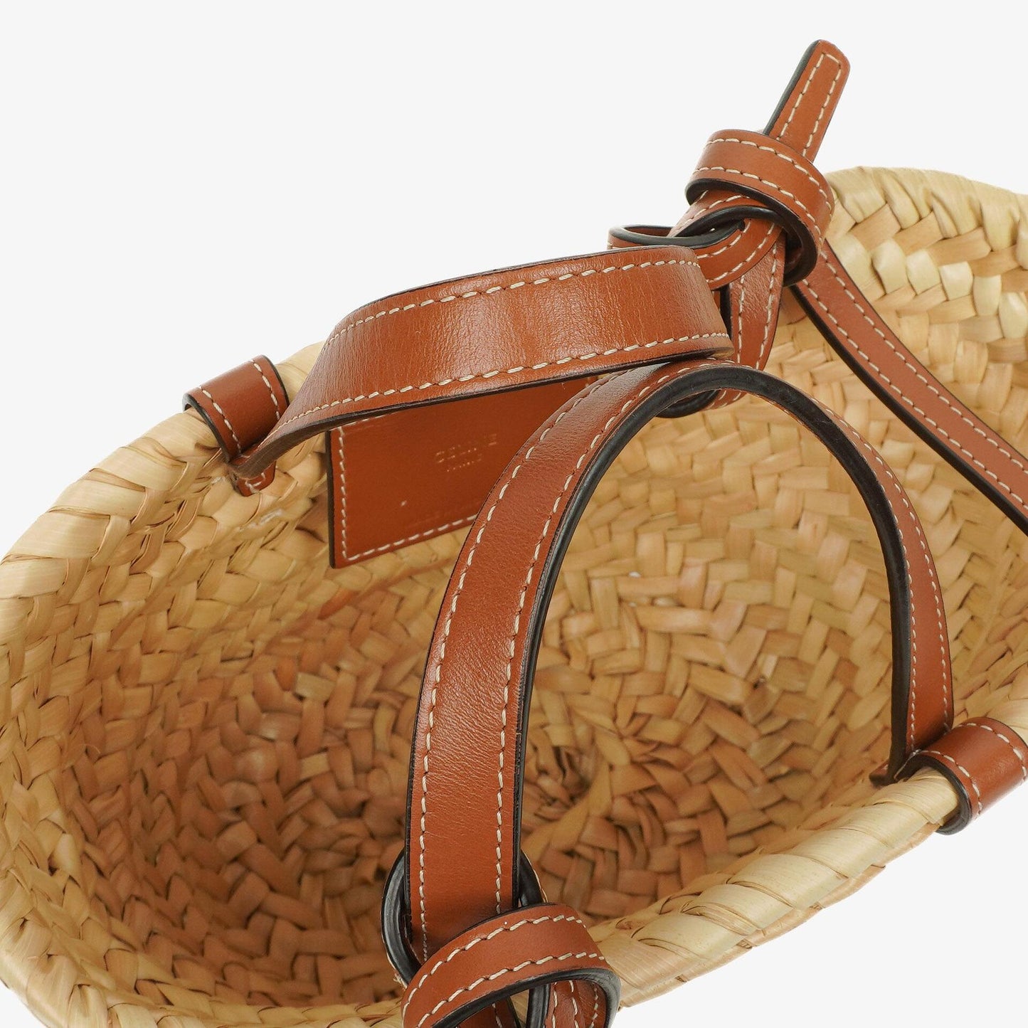 Celine Classic Triomphe Nano Panier aus Kalbsleder mit Palmblättern