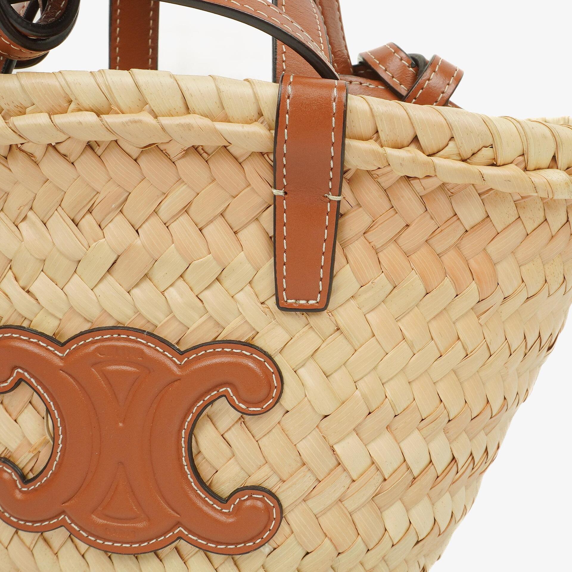 Celine Classic Triomphe Nano Panier aus Kalbsleder mit Palmblättern