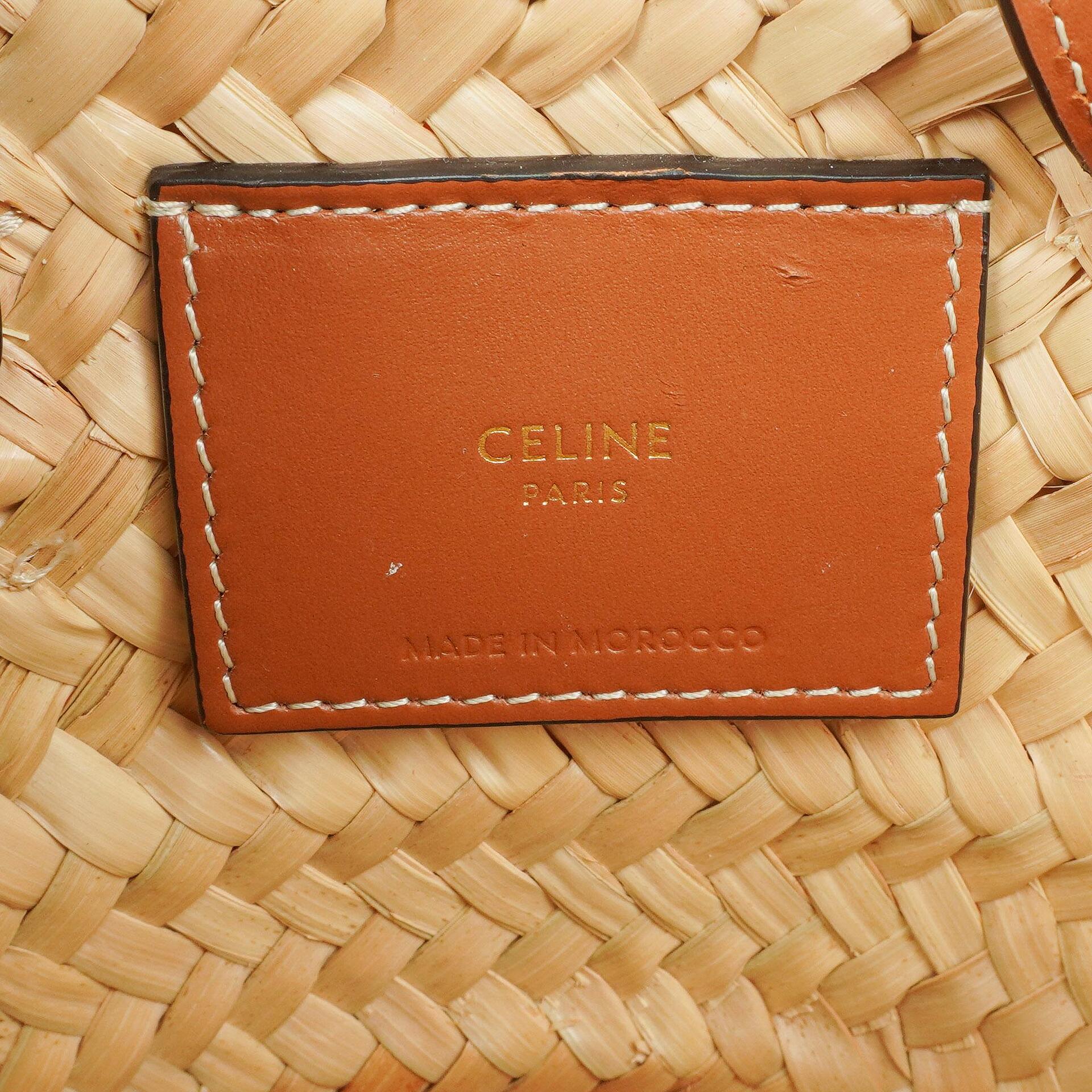 Celine Classic Triomphe Nano Panier aus Kalbsleder mit Palmblättern