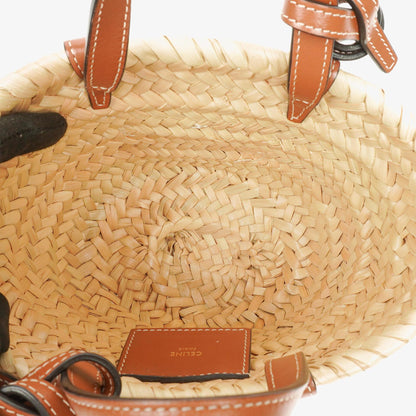 Celine Classic Triomphe Nano Panier aus Kalbsleder mit Palmblättern