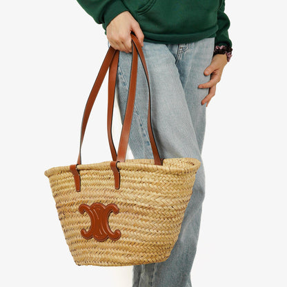 Celine Classic Triomphe Panier aus Palm Leaves Kalbsleder