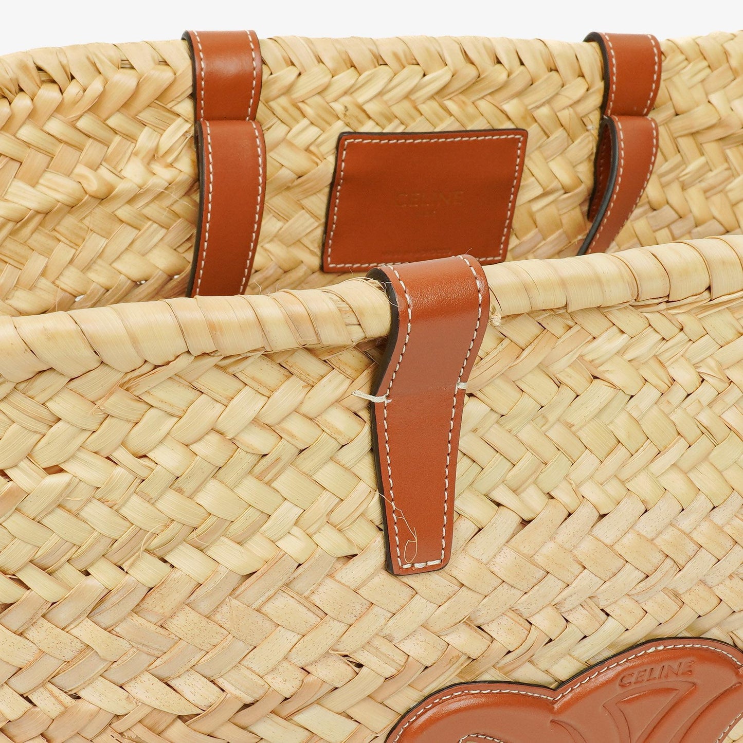 Celine Classic Triomphe Panier aus Palm Leaves Kalbsleder