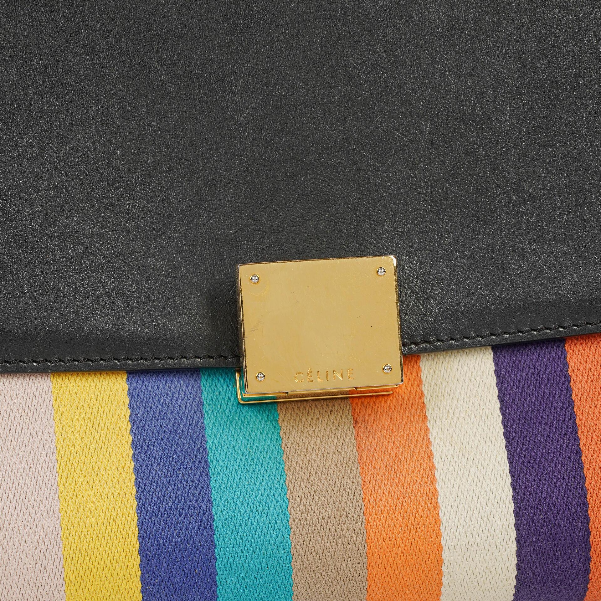 Celine kleine Trapeze Tasche aus mehrfarbig gestreiftem Canvas