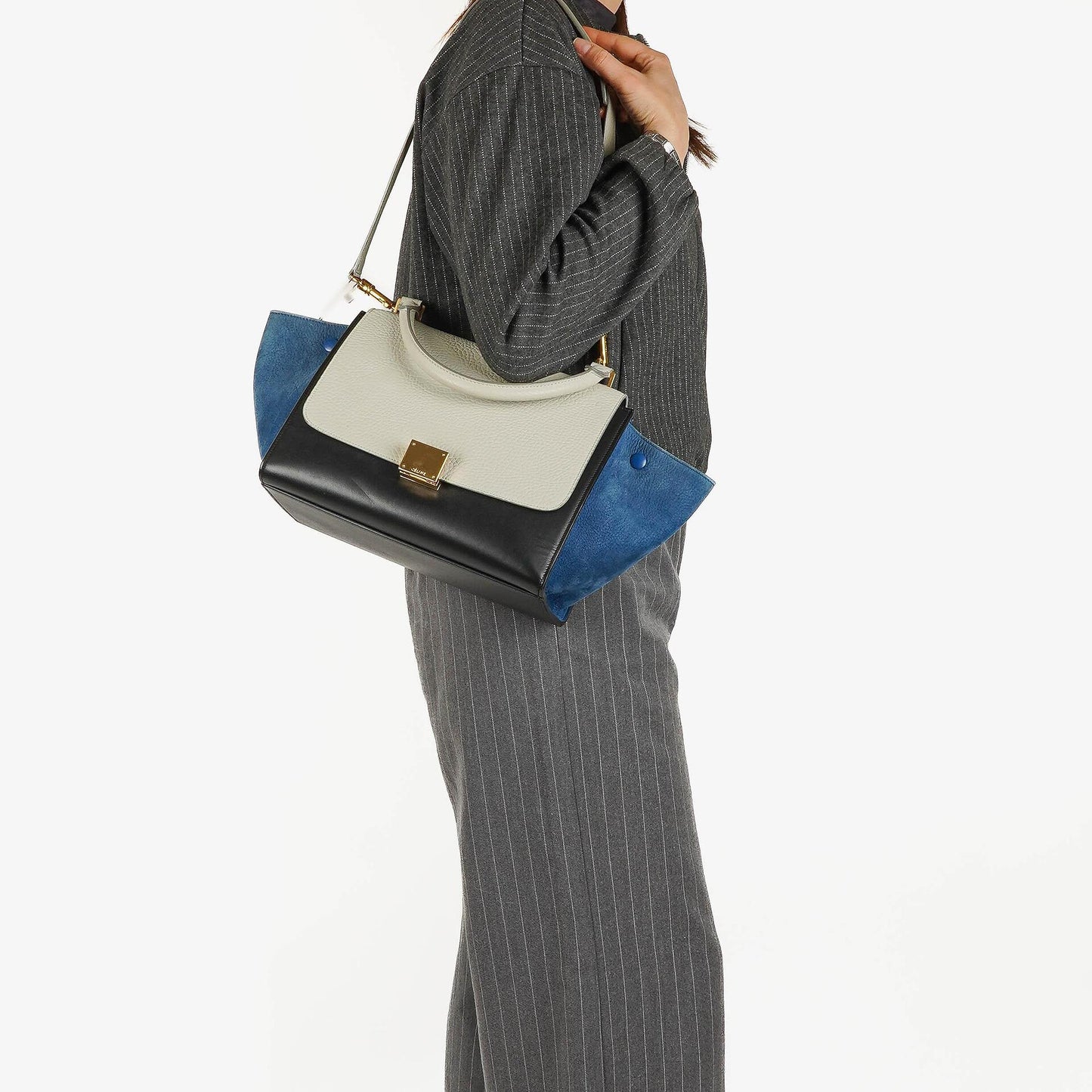 Celine kleine Trapeze Tasche aus mehrfarbig gestreiftem Canvas
