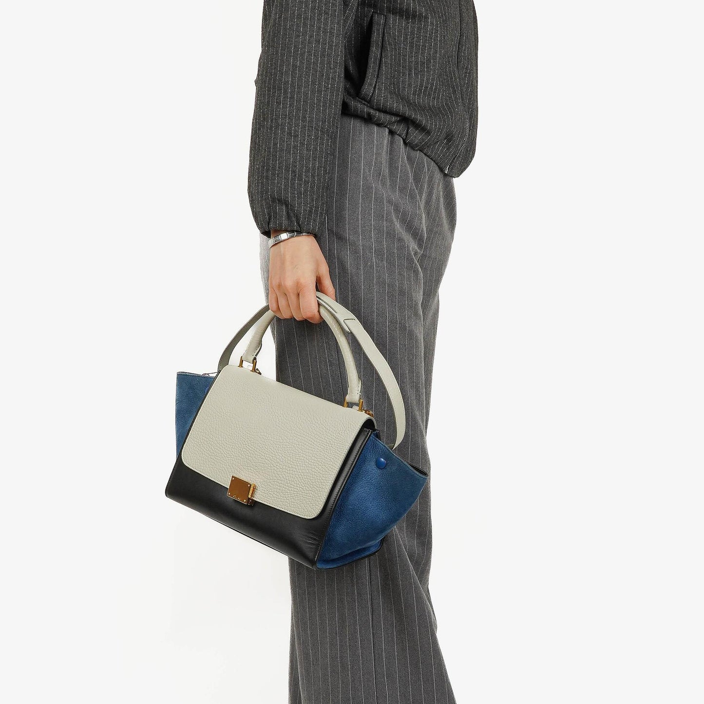 Celine kleine Trapeze Tasche aus mehrfarbig gestreiftem Canvas