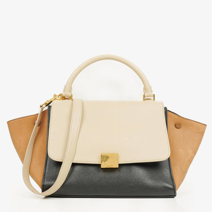 Celine Kleine Trapeze Tasche aus Tri-Color Leder und Wildleder
