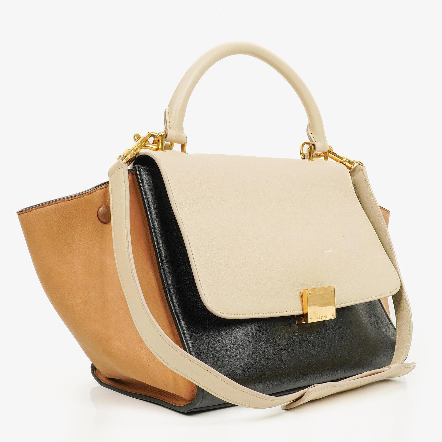 Celine Kleine Trapeze Tasche aus Tri-Color Leder und Wildleder