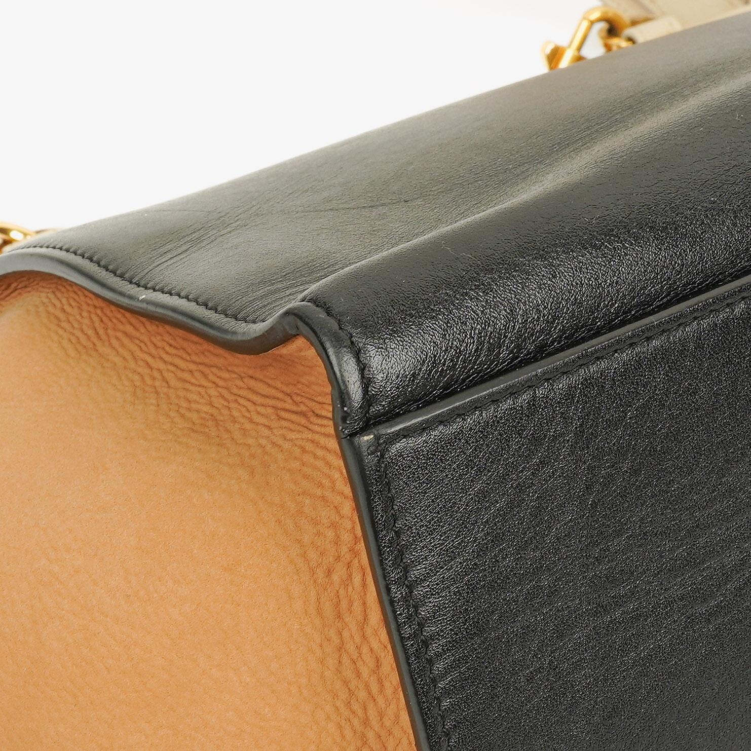 Celine Kleine Trapeze Tasche aus Tri-Color Leder und Wildleder