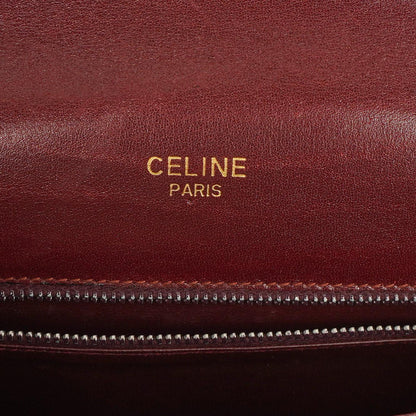 Céline Triomphe Schultertasche aus burgunderfarbenem glänzendem Kalbsleder