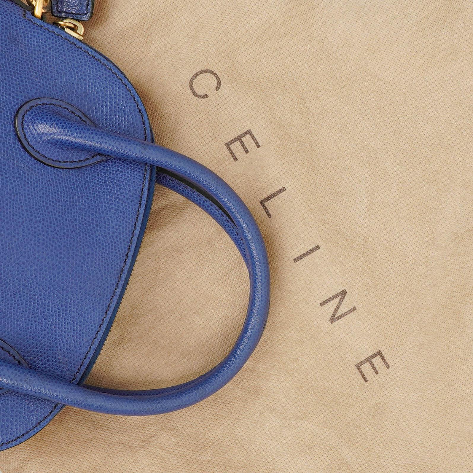Celine Mini Tasche aus blauem Leder mit Zwei-Wege-Trageoption