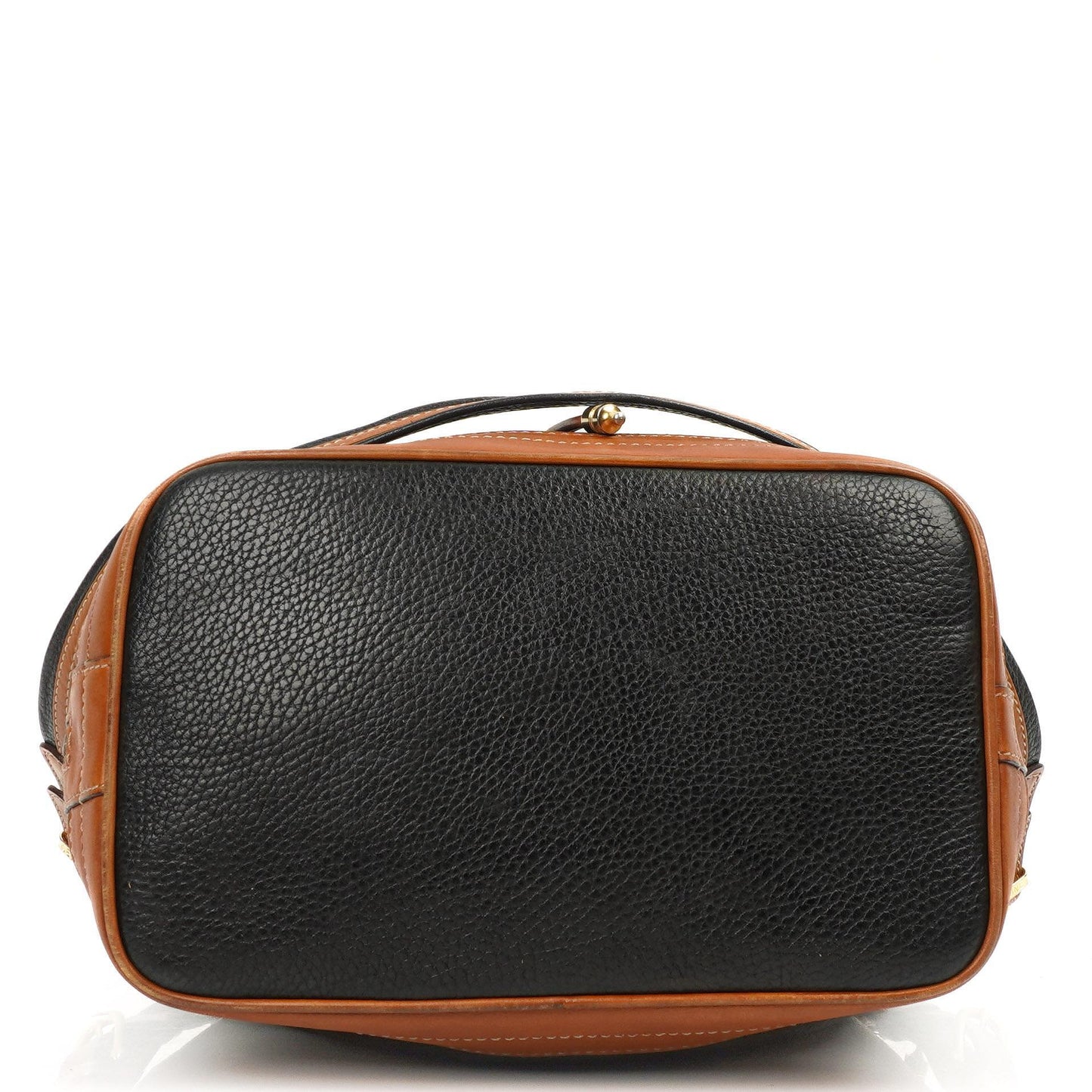 Celine Vintage Schwarze genarbte Leder Zugband Bucket Bag