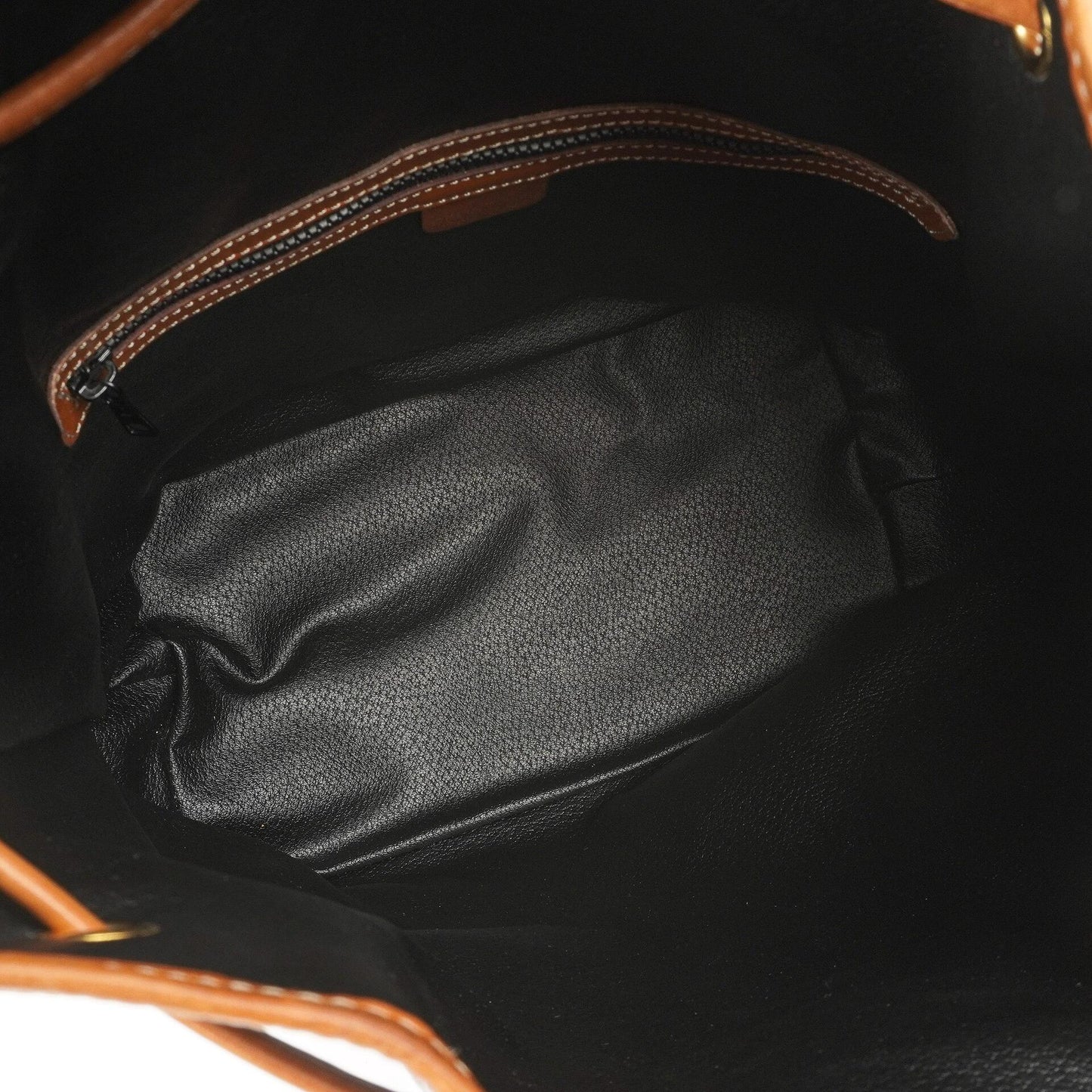 Celine Vintage Schwarze genarbte Leder Zugband Bucket Bag