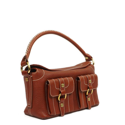 Celine Vintage Braune Texturierte Leder Schultertasche