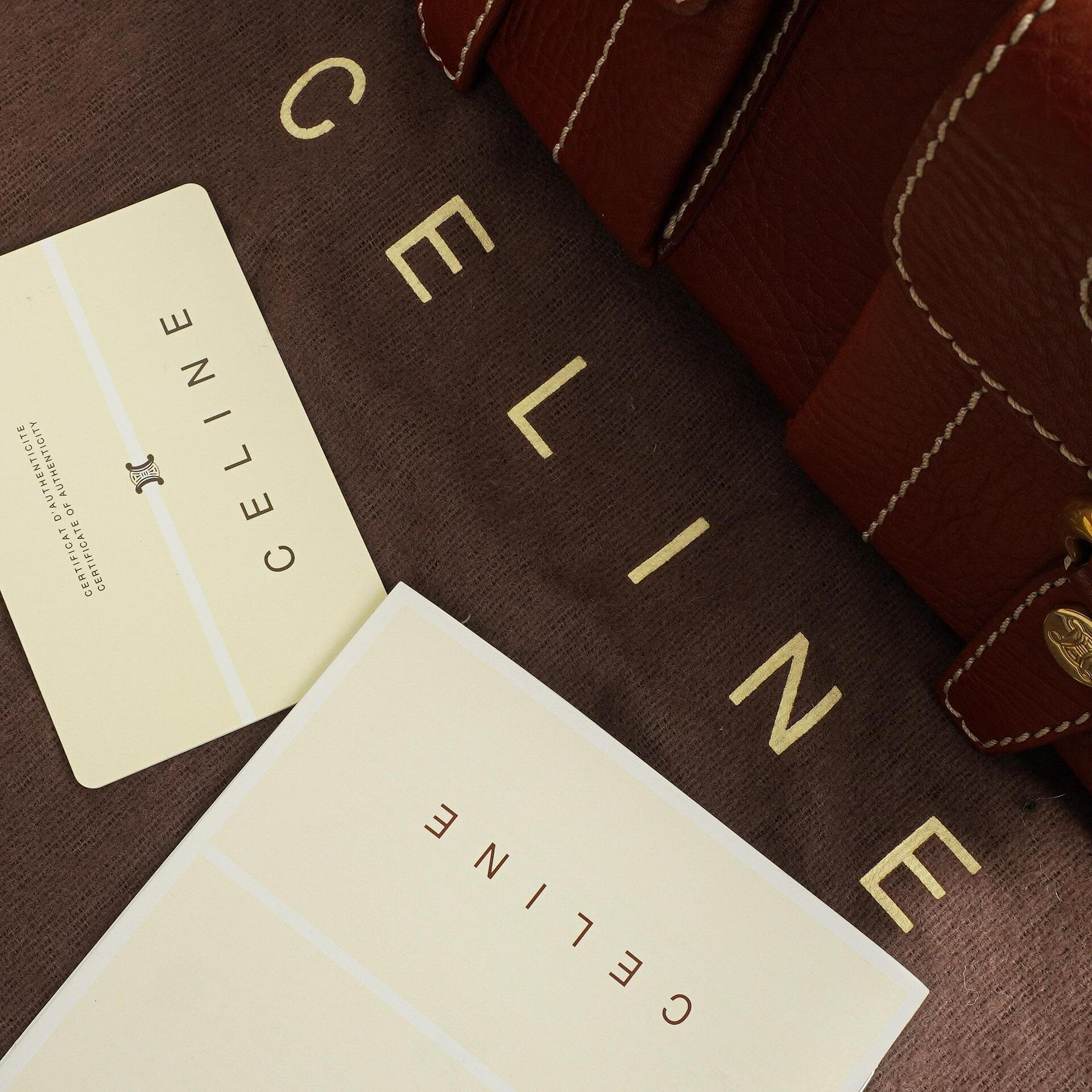 Celine Vintage Braune Texturierte Leder Schultertasche