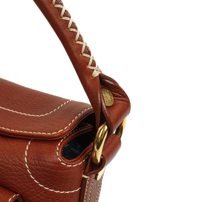 Celine Vintage Braune Texturierte Leder Schultertasche