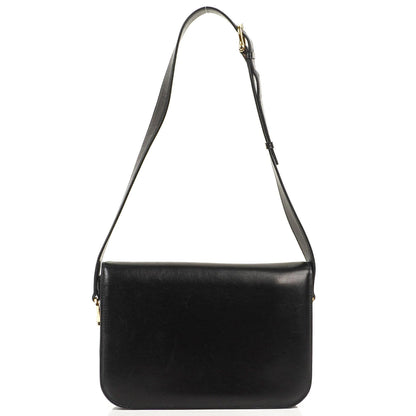 Celine Vintage Caleche Schultertasche aus schwarzem Box Kalbsleder
