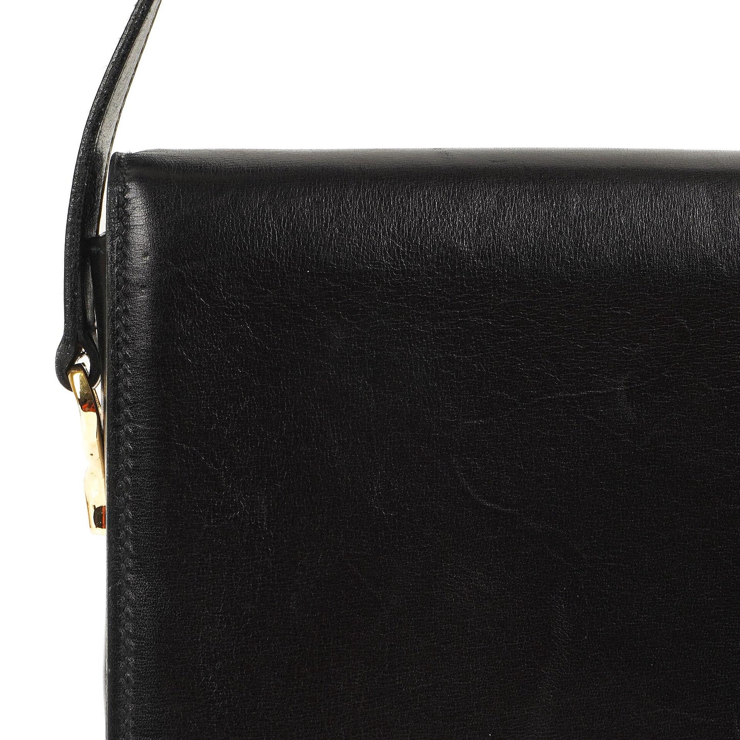 Celine Vintage Caleche Schultertasche aus schwarzem Box Kalbsleder