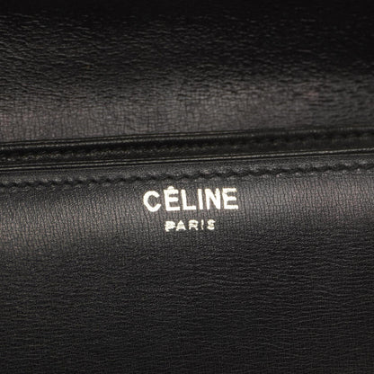 Celine Vintage Caleche Schultertasche aus schwarzem Box Kalbsleder