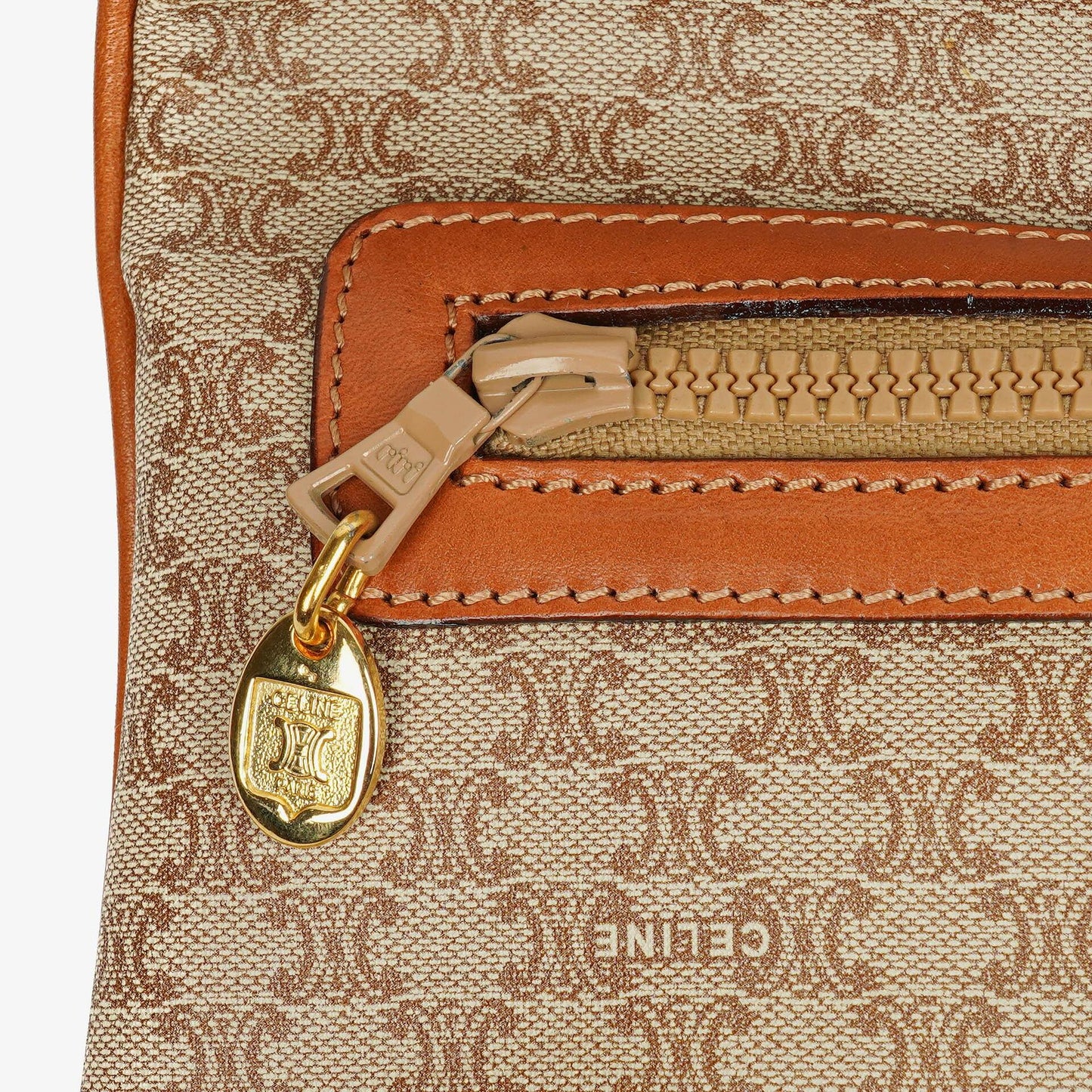 Celine Vintage Macadam Triomphe Clutch in Beige