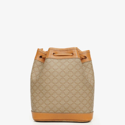 Celine Vintage Macadam Triomphe Bucket Bag mit Kordelzug in Beige