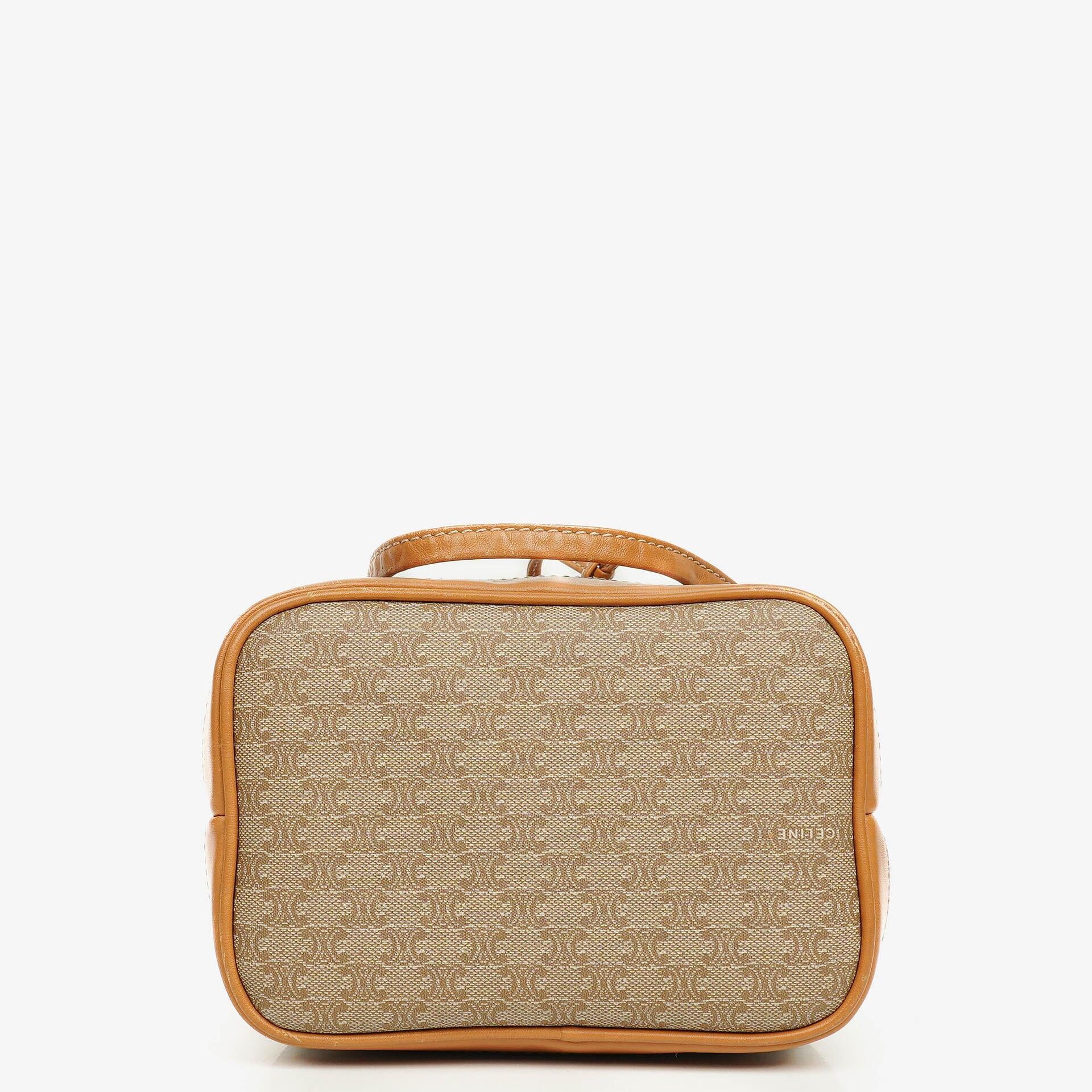 Celine Vintage Macadam Triomphe Bucket Bag mit Kordelzug in Beige