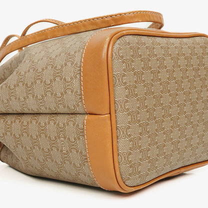 Celine Vintage Macadam Triomphe Bucket Bag mit Kordelzug in Beige