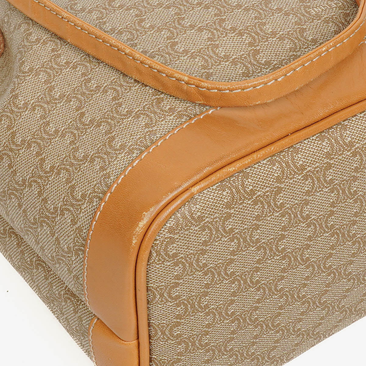 Celine Vintage Macadam Triomphe Bucket Bag mit Kordelzug in Beige
