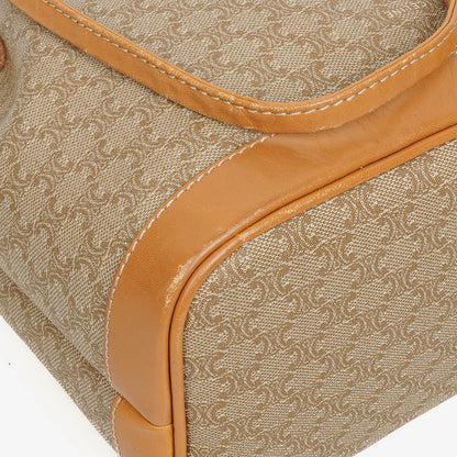 Celine Vintage Macadam Triomphe Bucket Bag mit Kordelzug in Beige